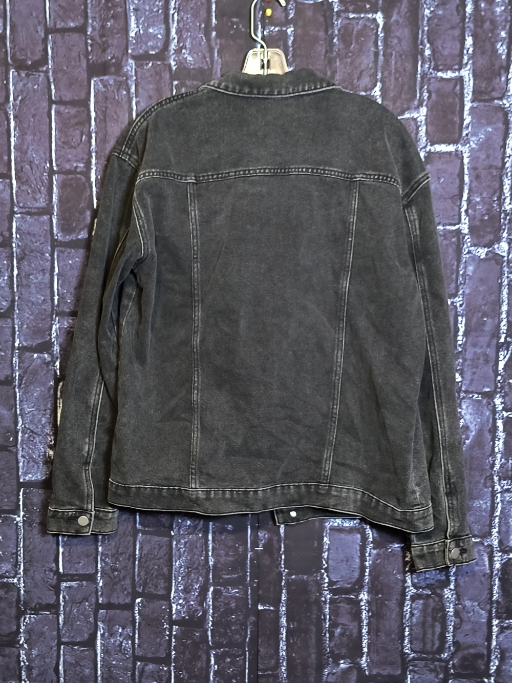 SHEIN EZwear Washed Black Distressed Denim Jacket Oversized Trucker Size 16Y - Picture 3 of 5